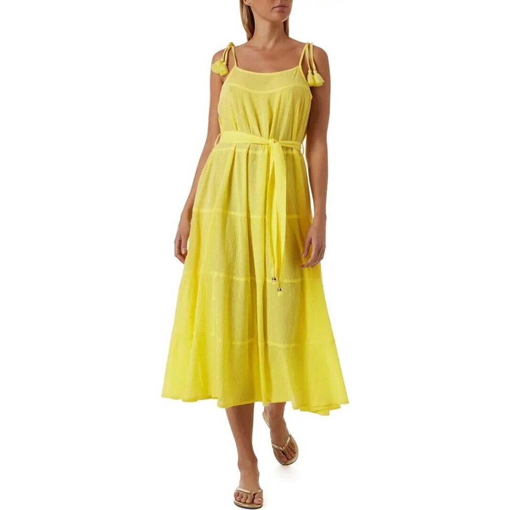 NWT Melissa Odabash Womens Fru Cotton Gauze Cover Up Sundress Size Small Lemon